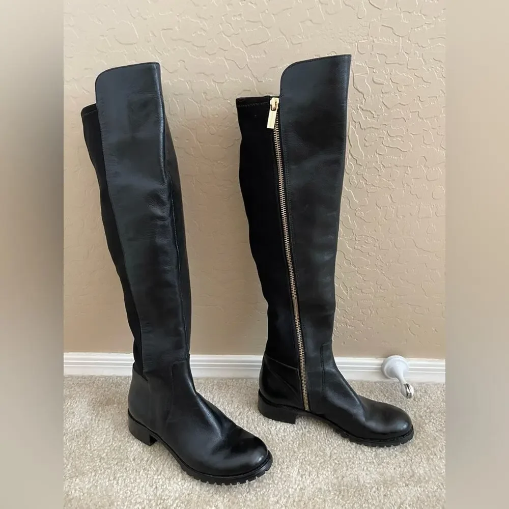 Michael‎ Kors Joanie Black Over the Knee Leather Stretch Boots